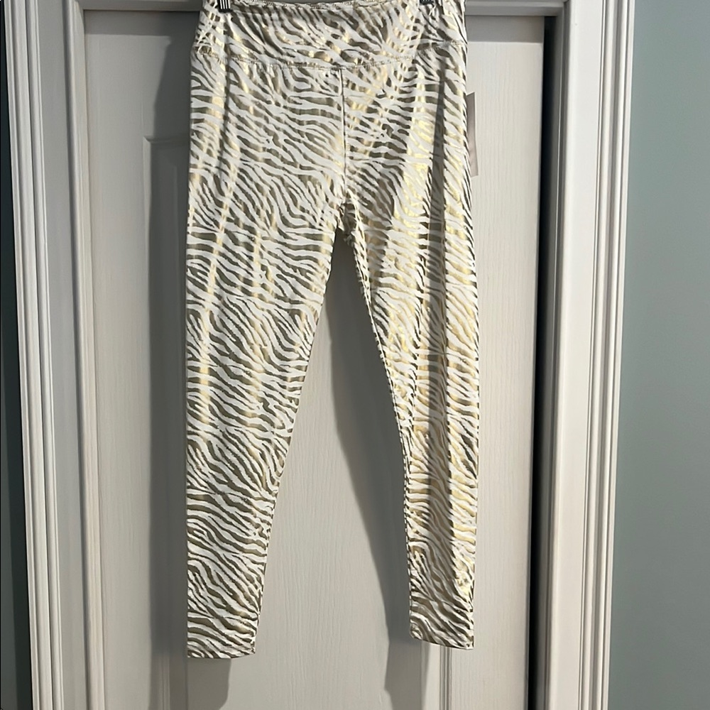 Lulu-B Zebra Print Leggings - Cream and White